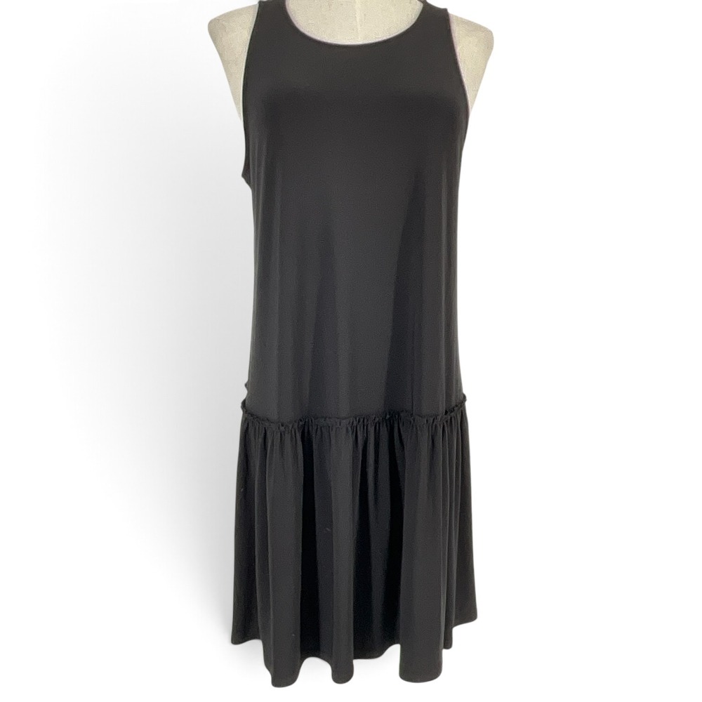 Tiana B Womens Black Sleeveless Drop Waist Ruffle Hem Mini Dress Size M 22275